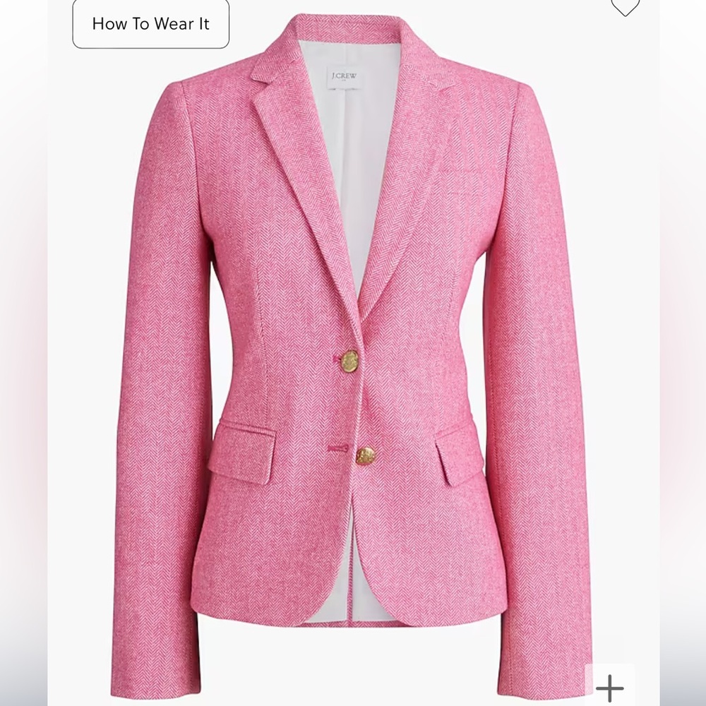 J Crew Factory Herringbone wool-blend schoolboy blazer